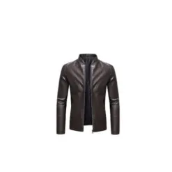 Classic Stand Collar Leather Coat