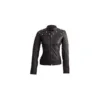 Quilted Leather Jacket with Gold Zipper