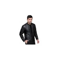 Slim-Fit Zip-Up Leather Coat